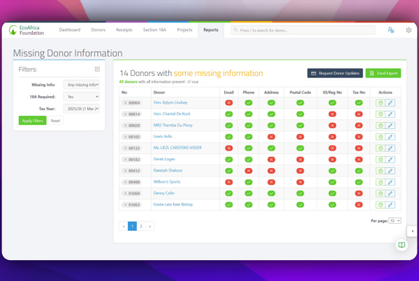 missing donor information report